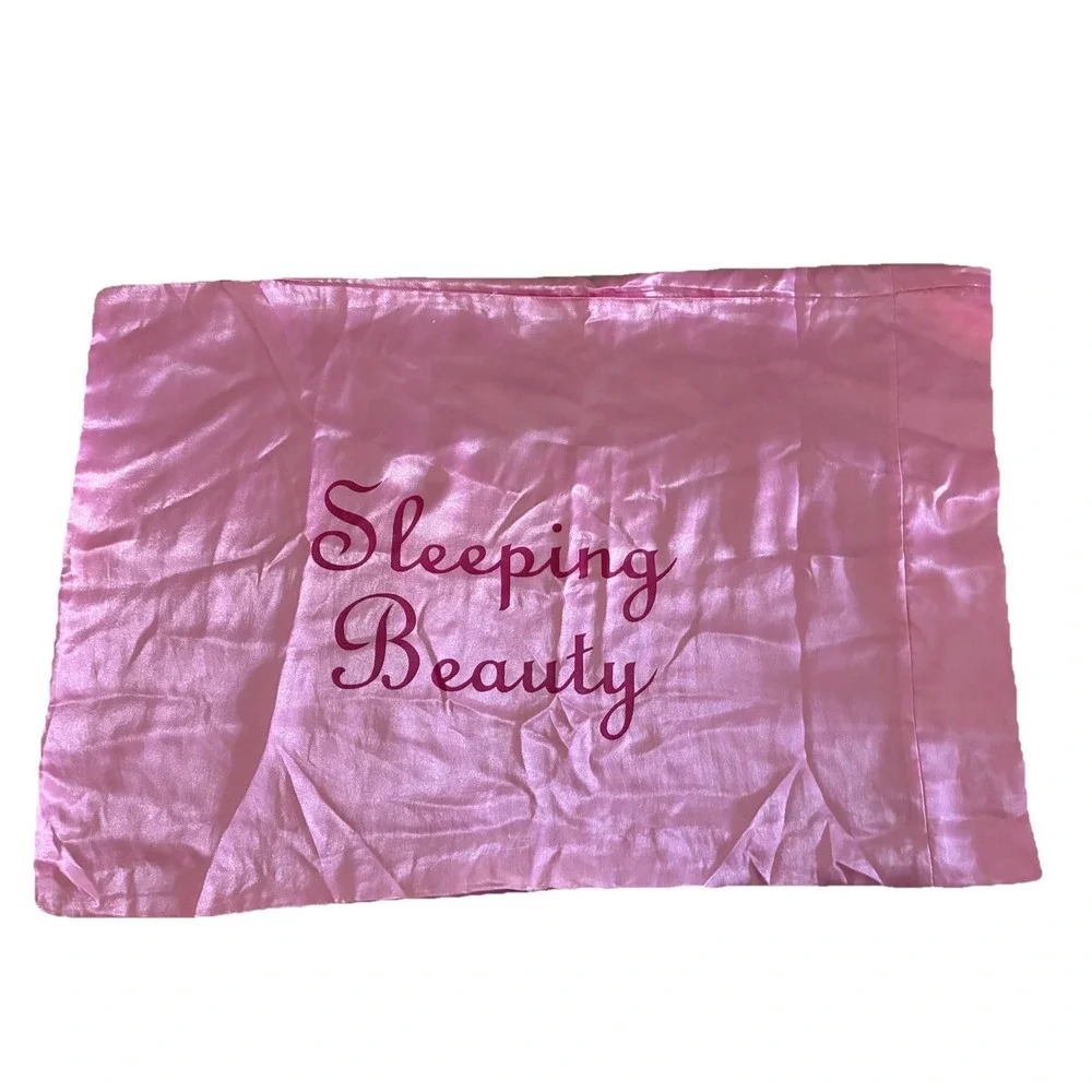 Sleeping Beauty Pillow Case Pink Satin Vtg‎